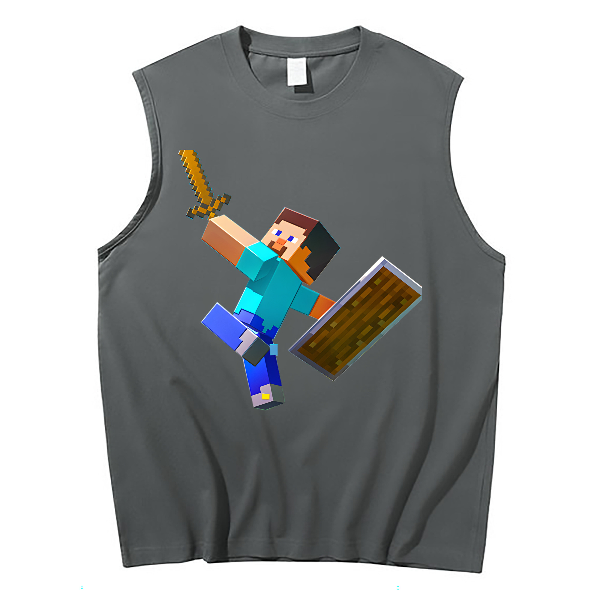 （画像用） マインクラフト ブロックの世界 Minecraft MC Block world コットン100％タンクトップ（フロントプリント）